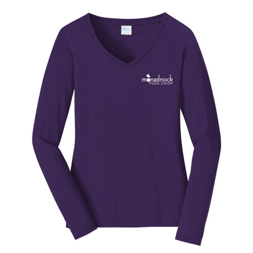 Ladies Long Sleeve V-Neck (Purple) Thumbnail